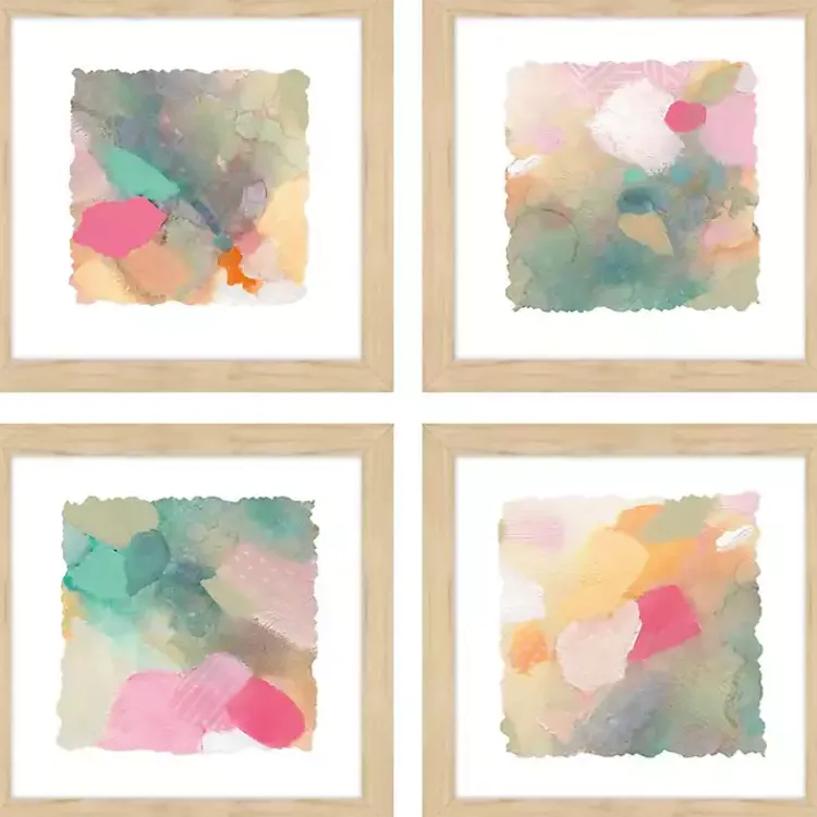 Framed Art-Kirklands Home Abstract Pastels Framed Art Prints, Set of 4 Multi
