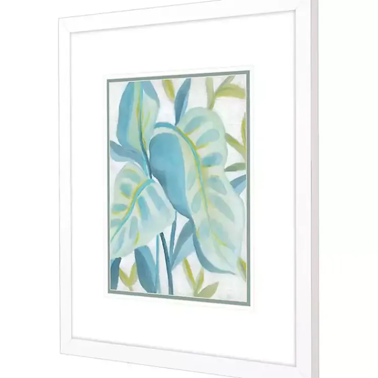 Framed Art-Kirklands Home Aqua Tropical Leaves I Framed Art Print Blue