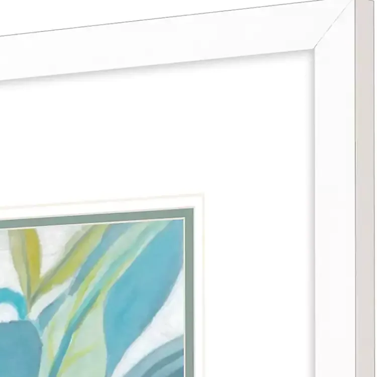 Framed Art-Kirklands Home Aqua Tropical Leaves II Framed Art Print Blue