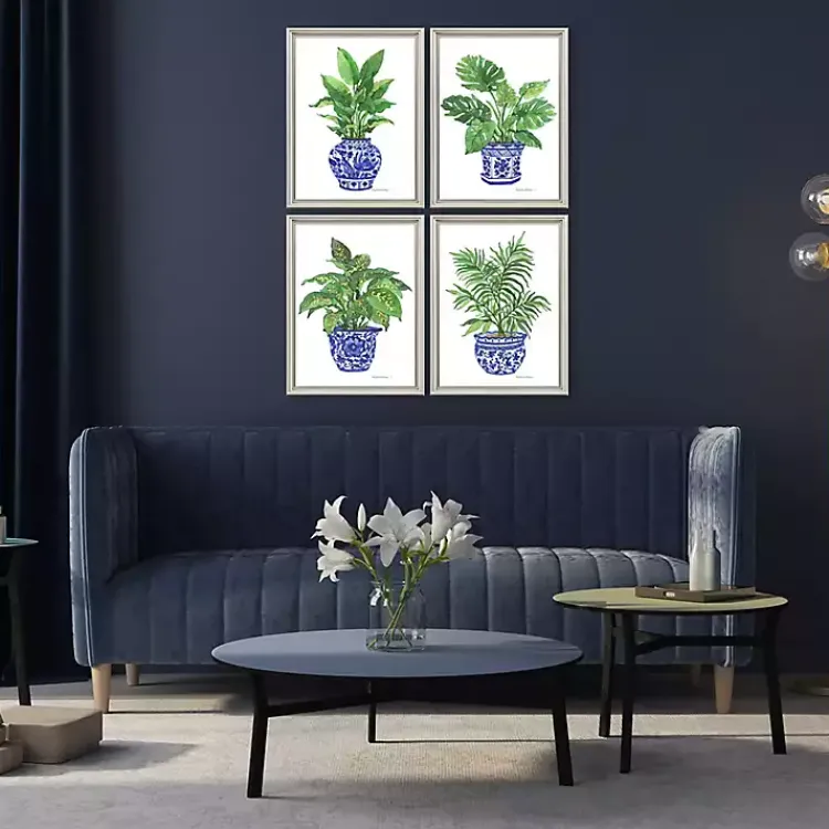 Framed Art-Kirklands Home Botanical Blues Framed Art Prints, Set of 4