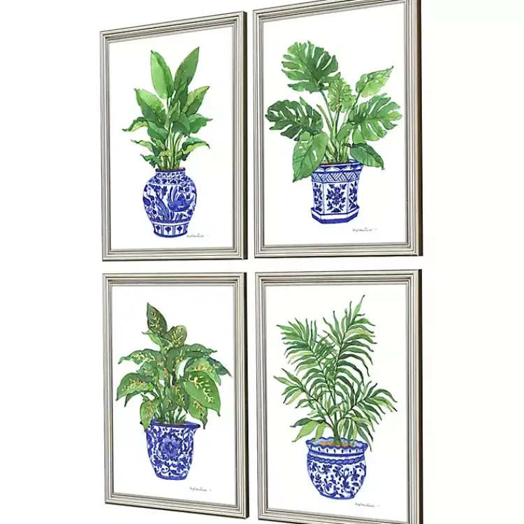 Framed Art-Kirklands Home Botanical Blues Framed Art Prints, Set of 4