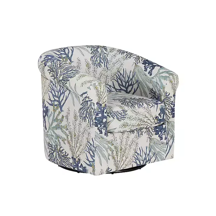 Accent Chairs-Kirklands Home Ocean Bonnie Swivel Accent Chair Blue