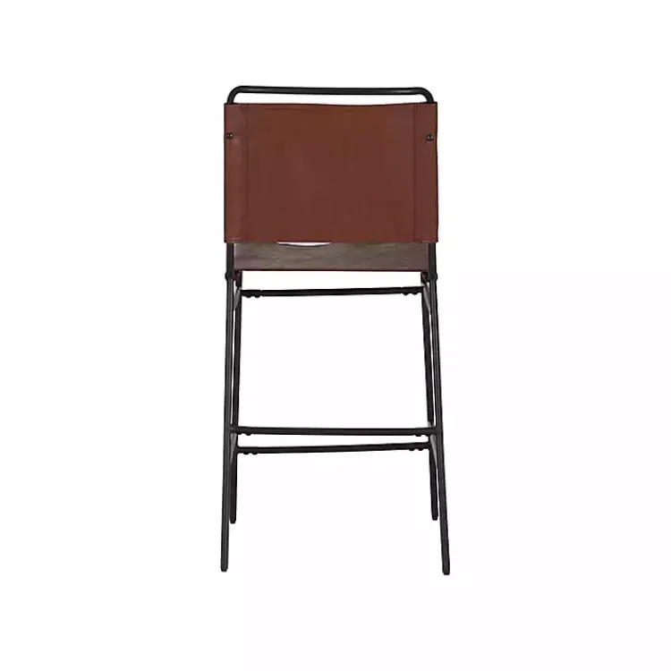 Bar Stools & Counter Height Stools-Kirklands Home Faux Leather Sling Counter Stool Brown