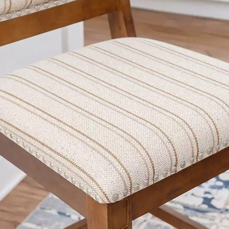 Bar Stools & Counter Height Stools-Kirklands Home Neutral Stripes Upholstered Emmy Counter Stool Tan