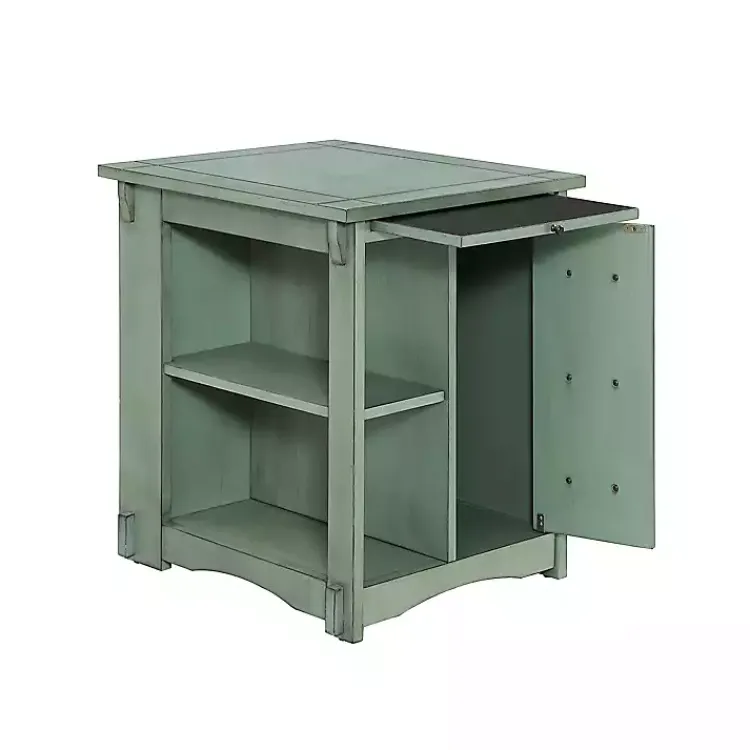 Accent & End Tables-Kirklands Home Teal Wood Parnell Storage Accent Table