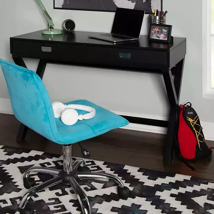 Office Furniture-Kirklands Home Wood 2-Drawer Peggy Desk Black