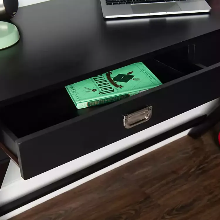 Office Furniture-Kirklands Home Wood 2-Drawer Peggy Desk Black