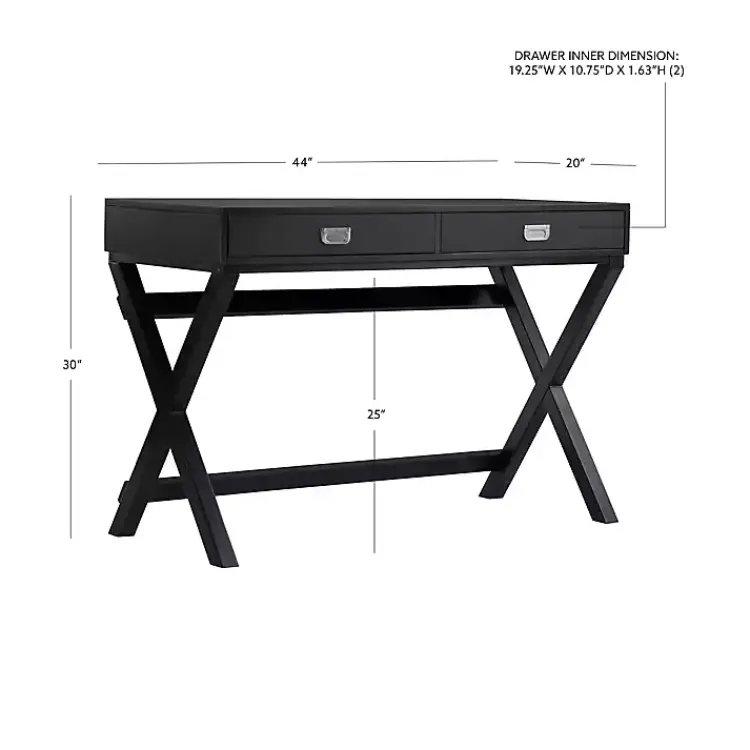 Office Furniture-Kirklands Home Wood 2-Drawer Peggy Desk Black