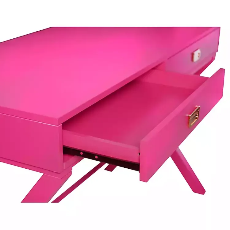 Office Furniture-Kirklands Home Hot Wood 2-Drawer Peggy Desk Pink