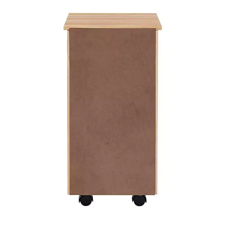 Office Furniture-Kirklands Home Natural Wood 6-Drawer Cary Storage Cart Tan