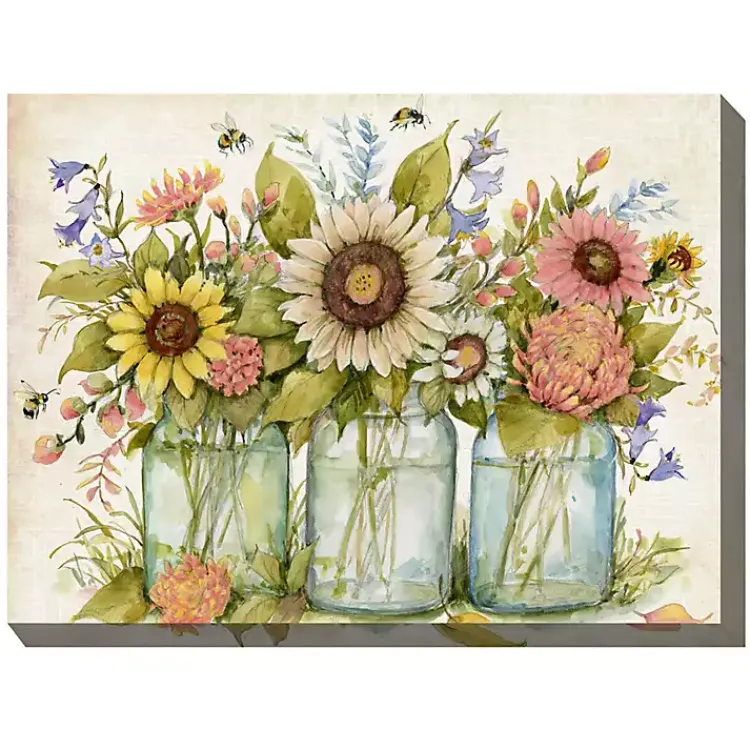 Outdoor Wall Decor-Kirklands Home Buzzing Bouquets Outdoor Canvas Art Print Multi