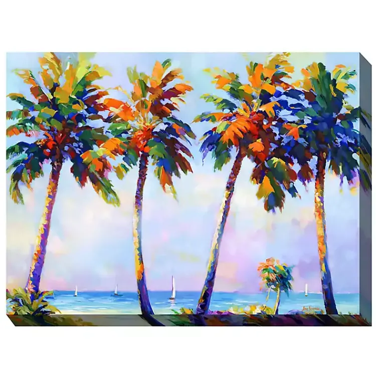 Outdoor Wall Decor-Kirklands Home Four Flamboyant Palms Outdoor Canvas Art Print