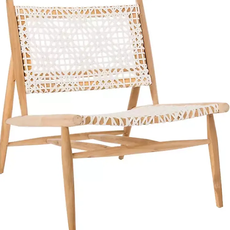 Accent Chairs-Kirklands Home Leather Woven Accent Chair White