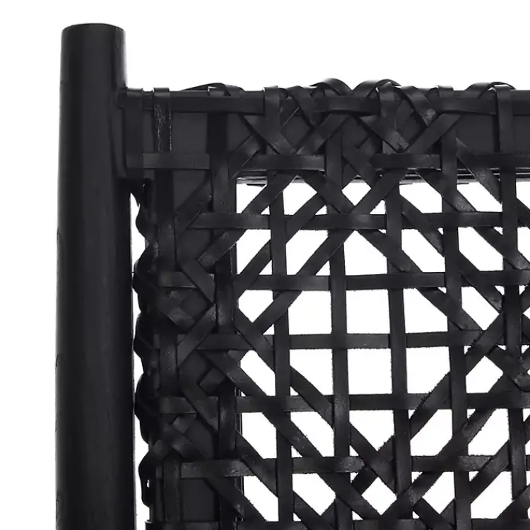 Accent Chairs-Kirklands Home Leather Woven Accent Chair Black