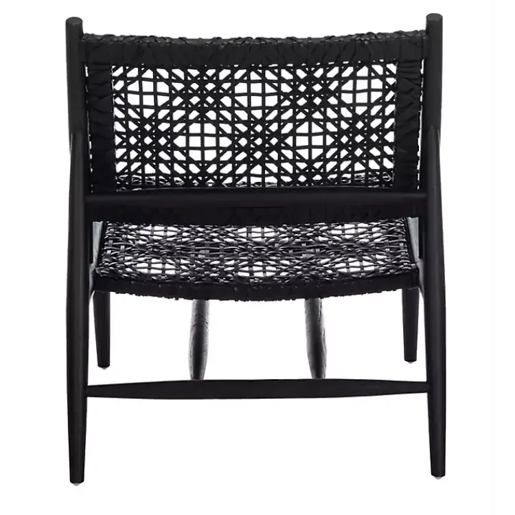Accent Chairs-Kirklands Home Leather Woven Accent Chair Black