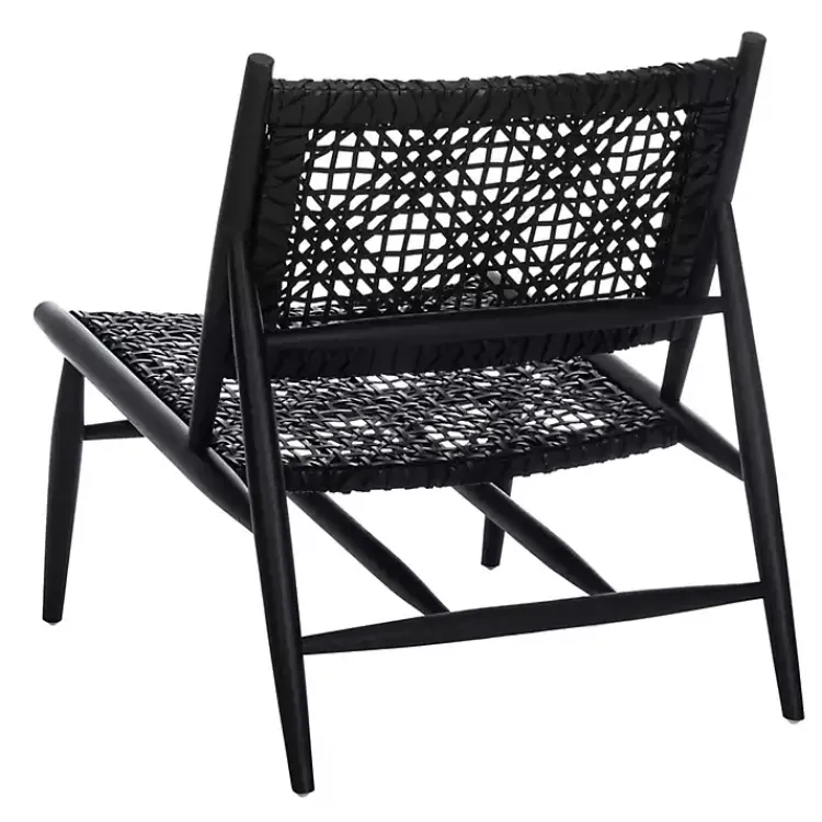 Accent Chairs-Kirklands Home Leather Woven Accent Chair Black