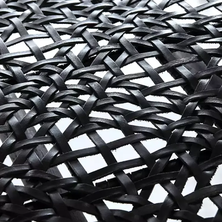 Accent Chairs-Kirklands Home Leather Woven Accent Chair Black