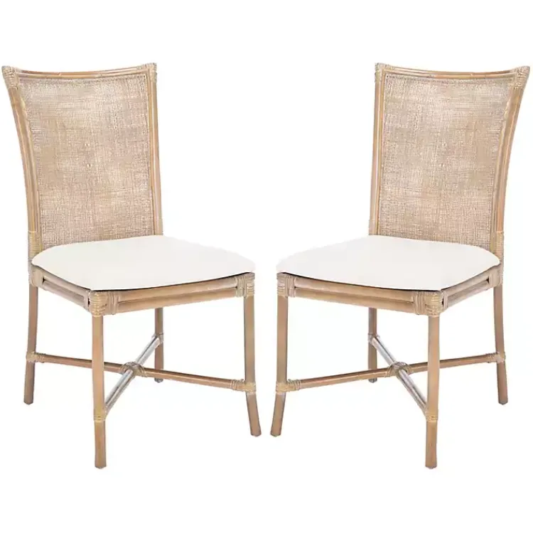 Dining Chairs-Kirklands Home Rattan Chiara Dining Chairs, Set of 2 White