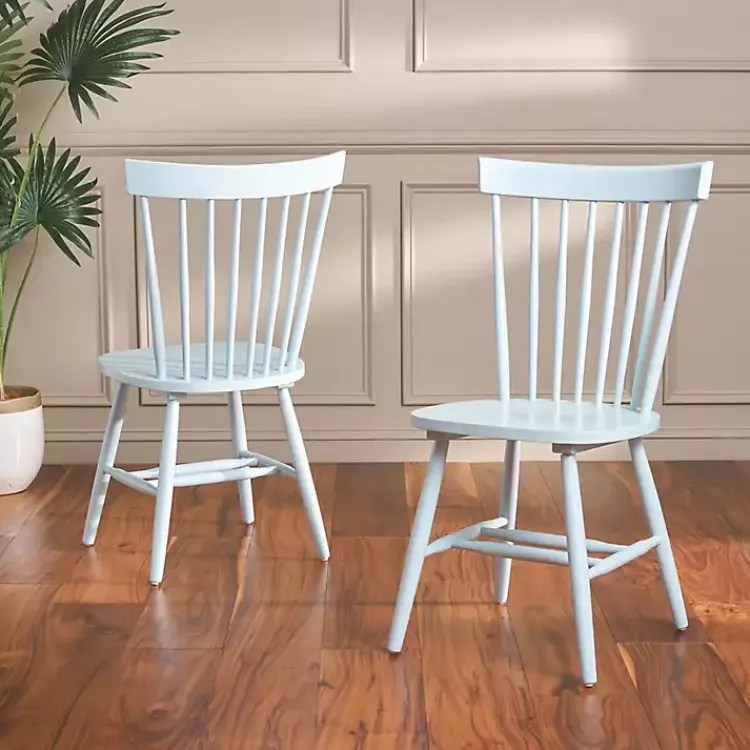 Dining Chairs-Kirklands Home Pale Parker Spindle Dining Chairs, Set of 2 Blue