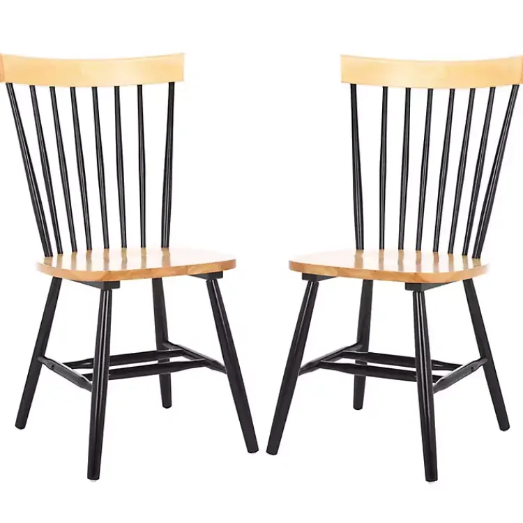 Dining Chairs-Kirklands Home Two-Tone Parker Spindle Dining Chairs, Set of 2 Black