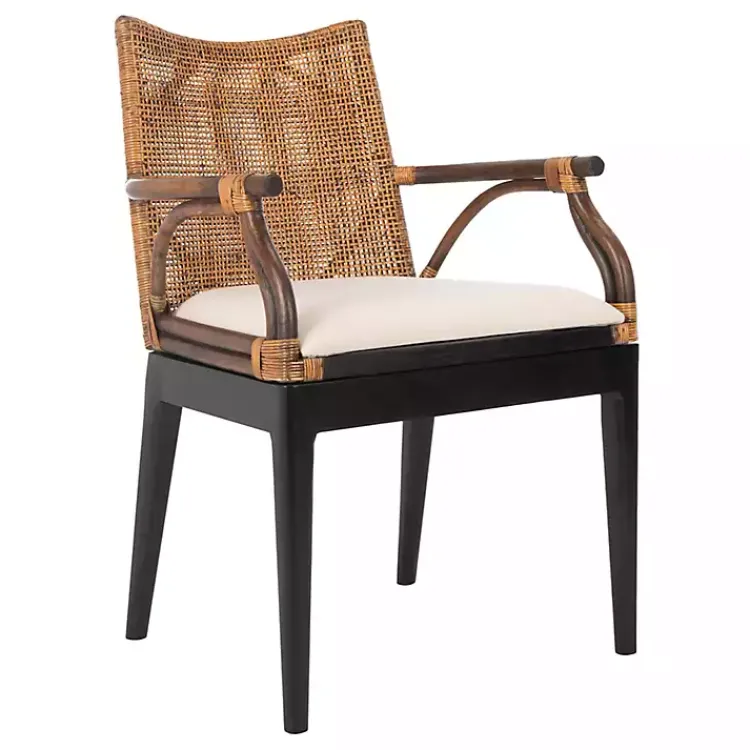 Accent Chairs-Kirklands Home Dark Rattan and Mahogany Gianni Accent Chair Brown