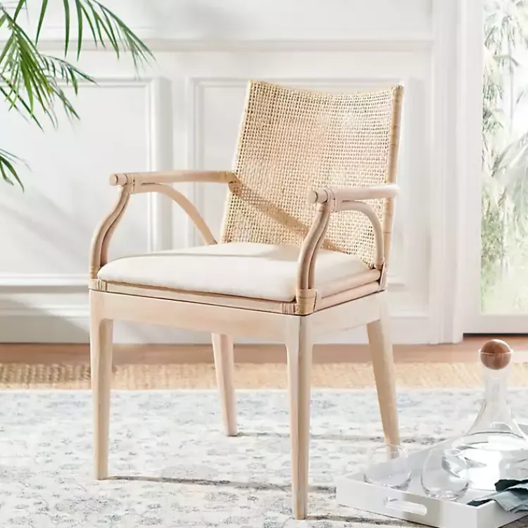 Accent Chairs-Kirklands Home Natural Rattan Gianna Accent Chair White