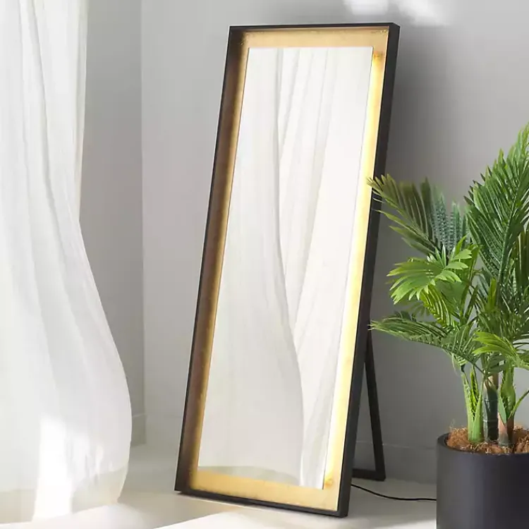 Full Length & Floor Mirrors-Kirklands Home Montauk LED Full Length Mirror Gold