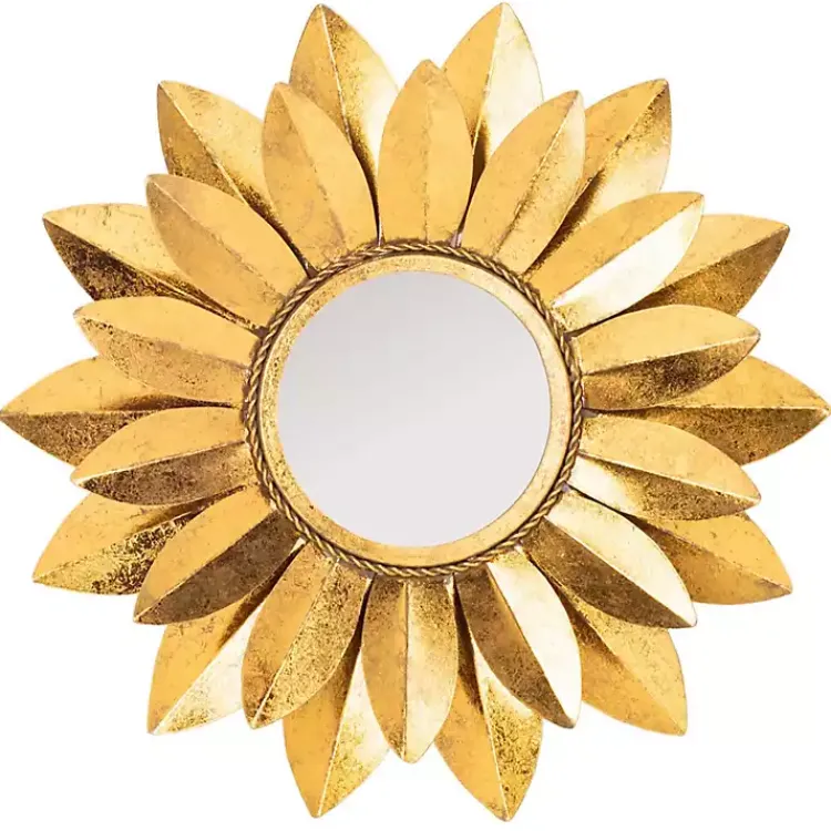 Decorative Mirrors-Kirklands Home Gold Metal Sunflower Wall Mirror