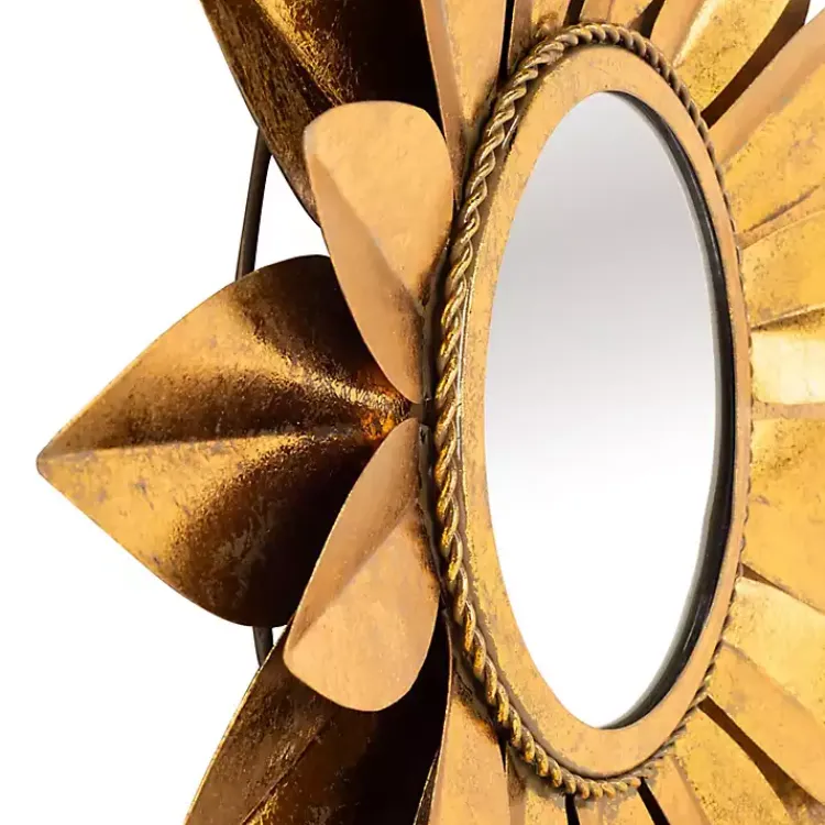 Decorative Mirrors-Kirklands Home Gold Metal Sunflower Wall Mirror