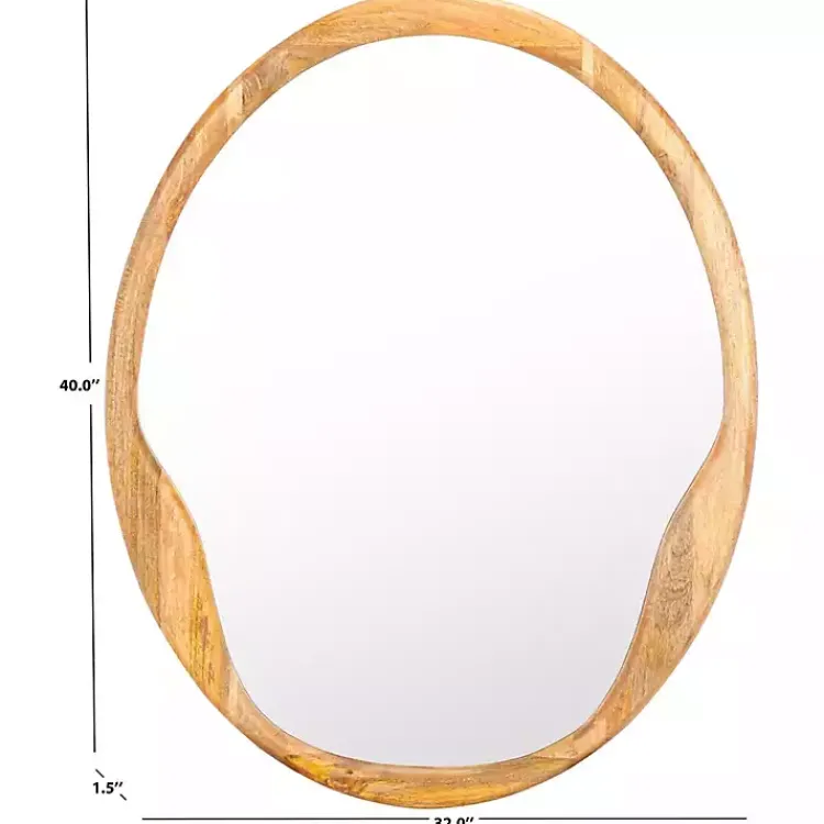 Decorative Mirrors-Kirklands Home Natural Wood Abstract Oval Wall Mirror