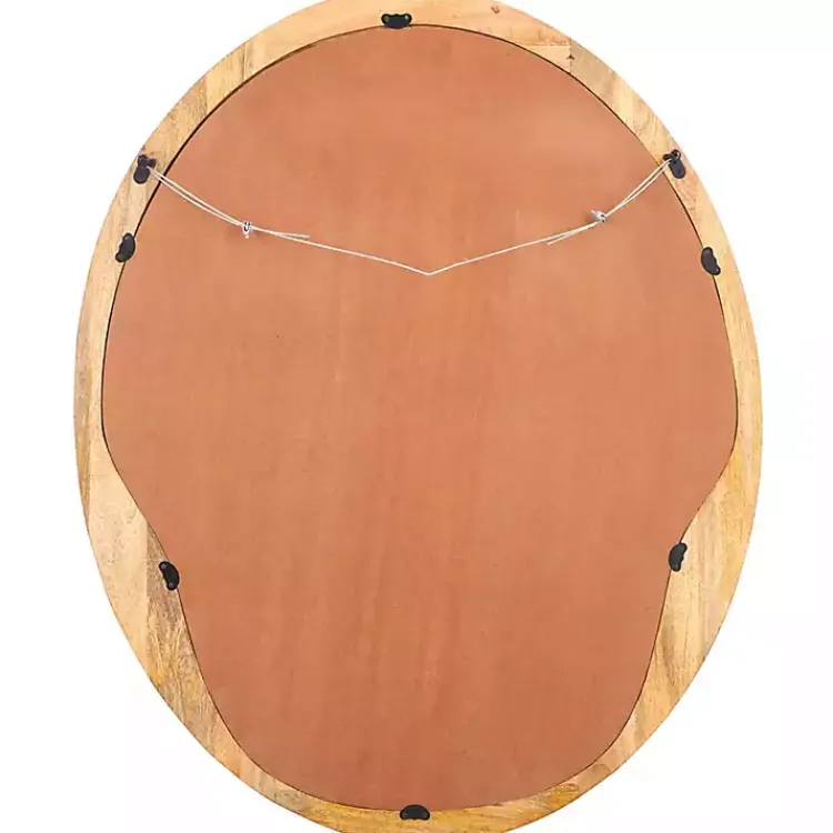 Decorative Mirrors-Kirklands Home Natural Wood Abstract Oval Wall Mirror