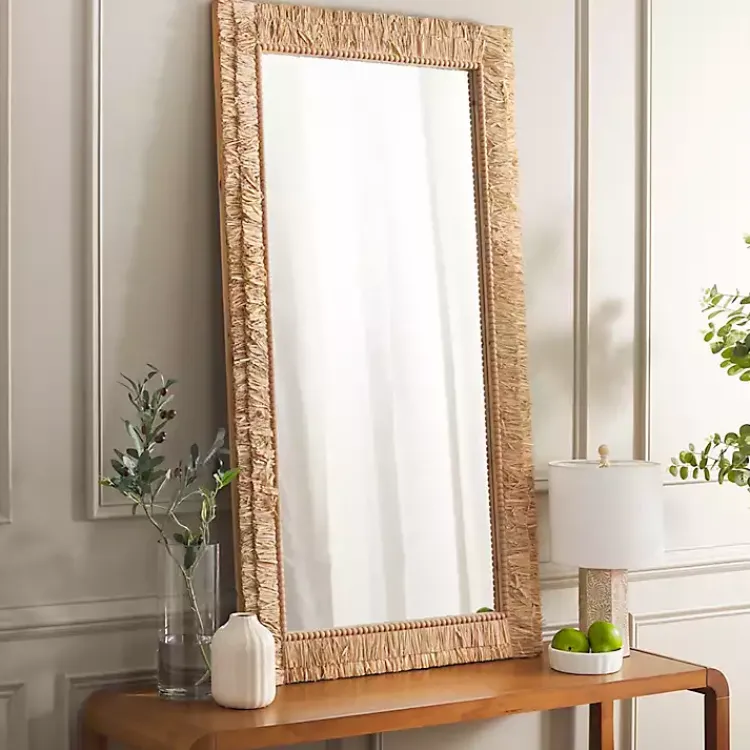 Decorative Mirrors-Kirklands Home Natural Textured Zoelle Wall Mirror Tan