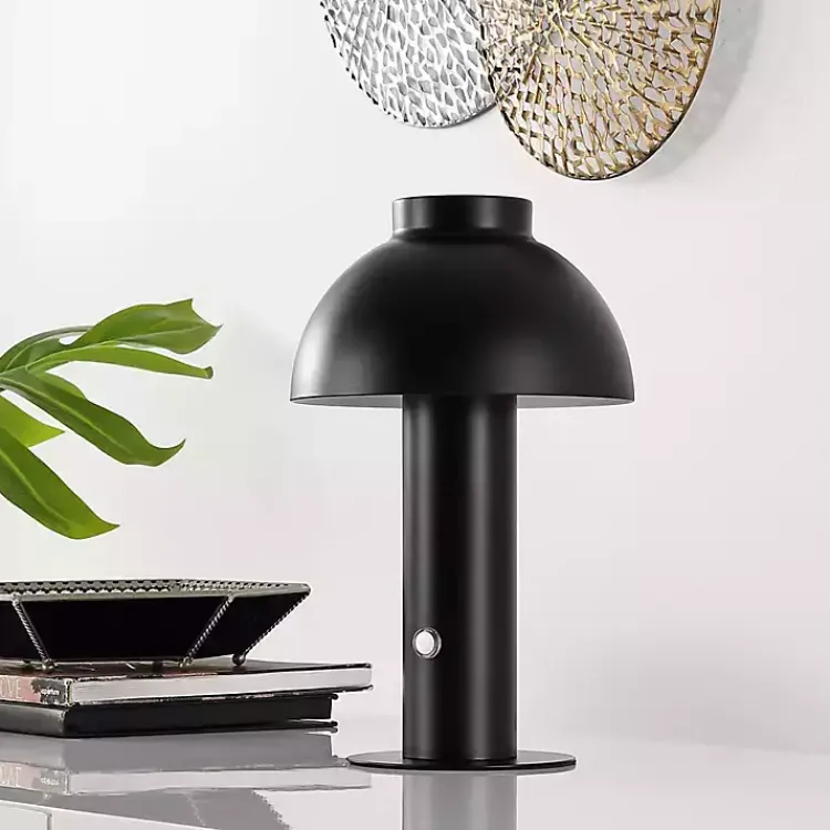 Table Lamps-Kirklands Home Dome LED Cordless Table Lamp, 12 in. Black