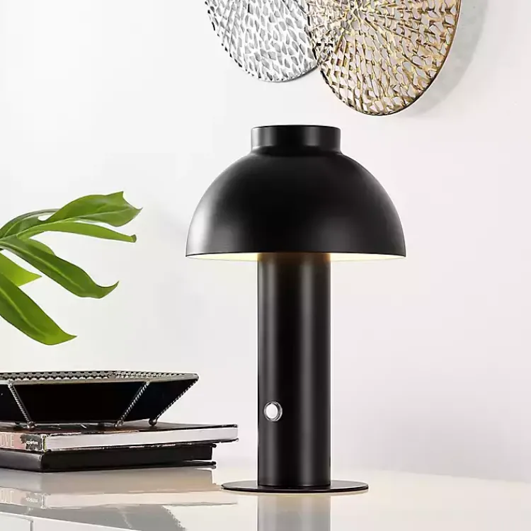 Table Lamps-Kirklands Home Dome LED Cordless Table Lamp, 12 in. Black