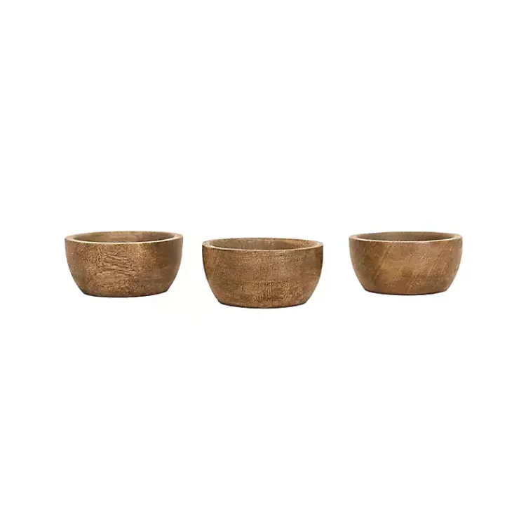 Kitchen Accessories-Kirklands Home Natural Wood Pinch Bowls, Set of 3 Brown