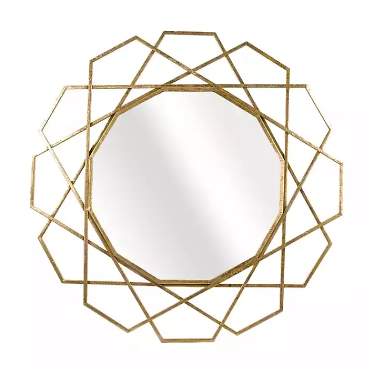 Decorative Mirrors-Kirklands Home Gold Geometric Frame Wall Mirror