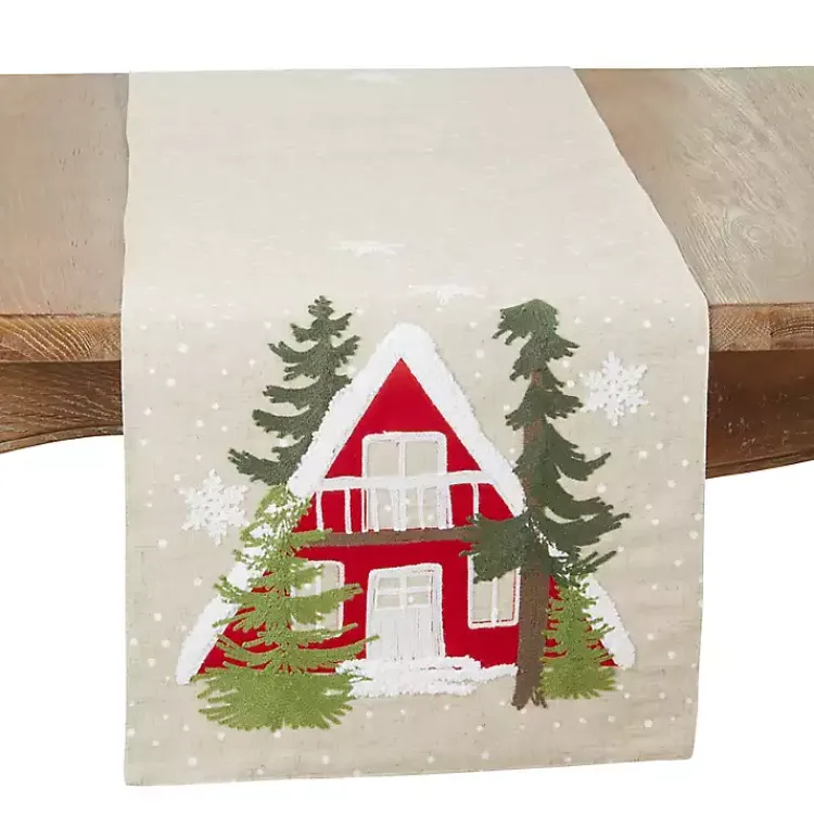 Table Linens-Kirklands Home Cozy Christmas Cottage Cotton Runner