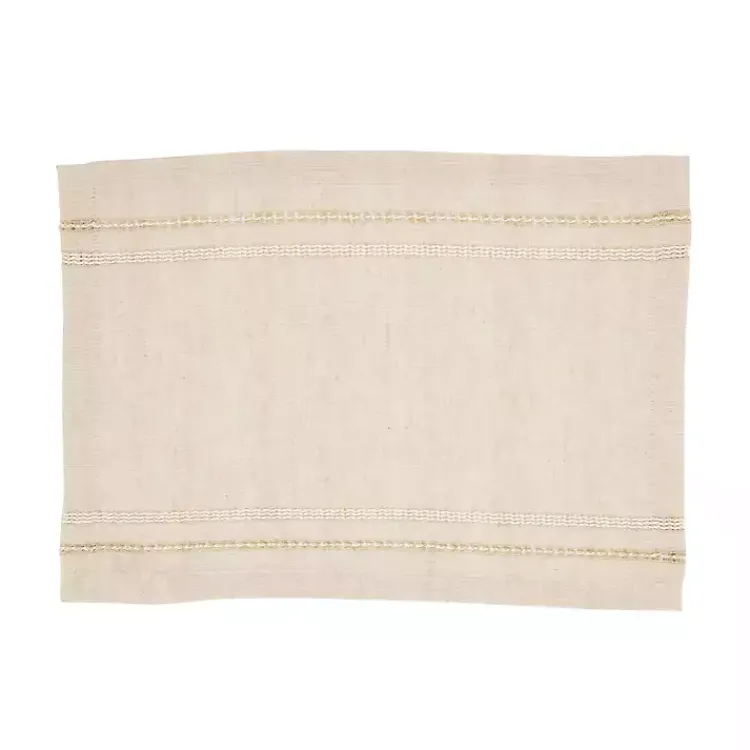 Table Linens-Kirklands Home Natural Leno Striped Placemats, Set of 4 Tan