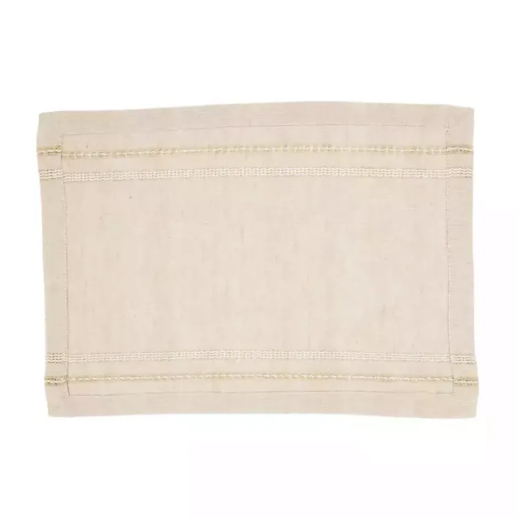 Table Linens-Kirklands Home Natural Leno Striped Placemats, Set of 4 Tan
