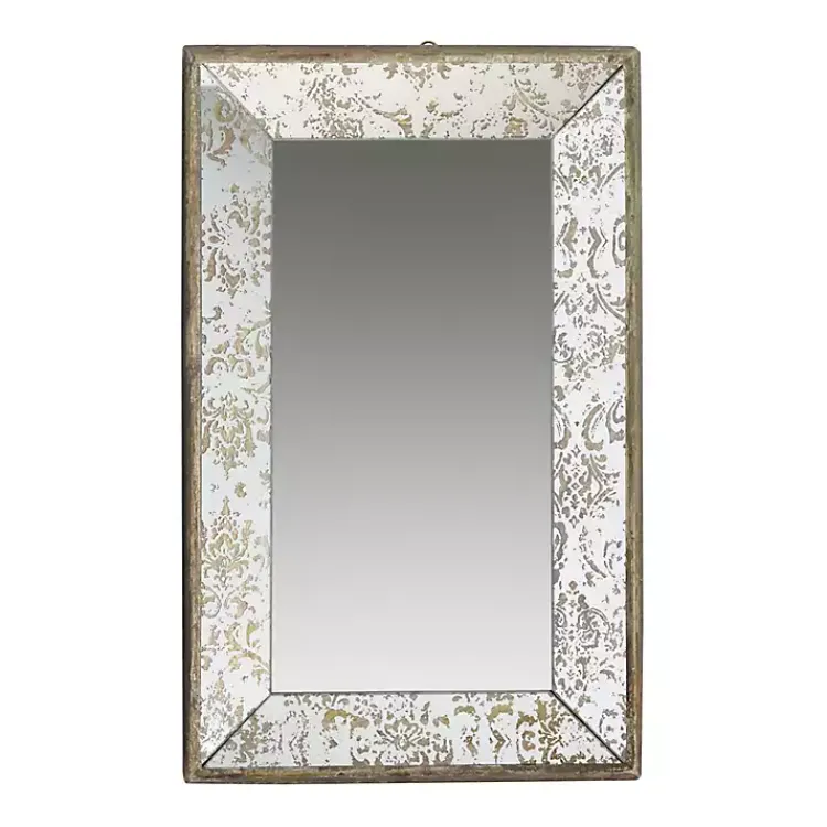 Decorative Mirrors-Kirklands Home Gold Weathered Frame Wall Mirror, 12x29