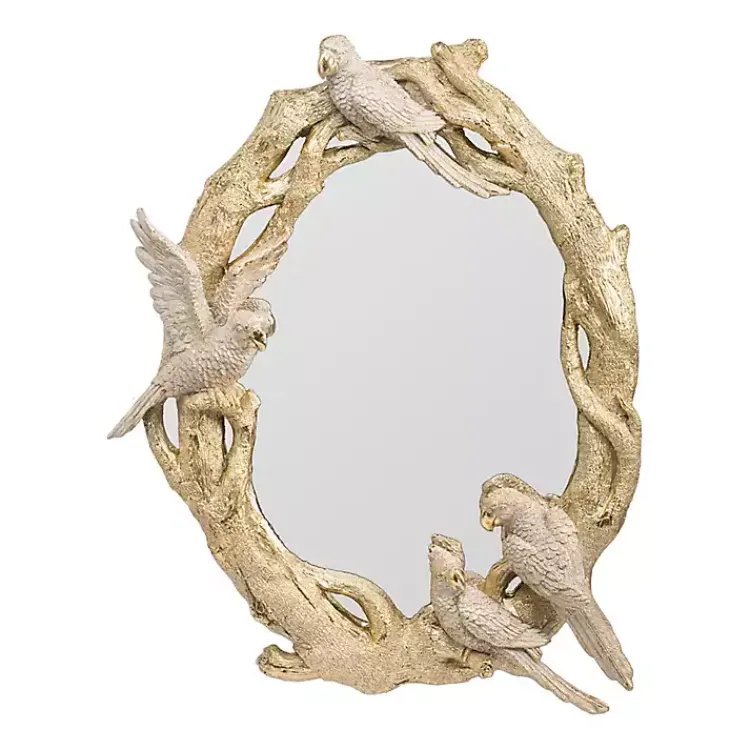 Decorative Mirrors-Kirklands Home Birds on Golden Branches Wall Mirror
