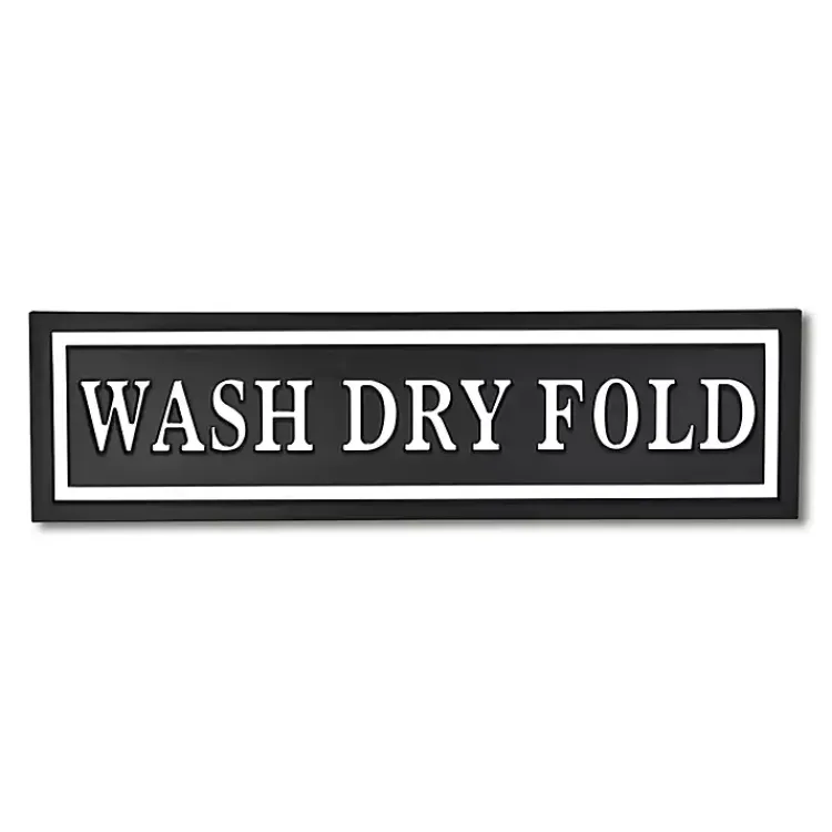 Wall Quotes & Signs-Kirklands Home Black Metal Wash Dry Fold Wall Sign