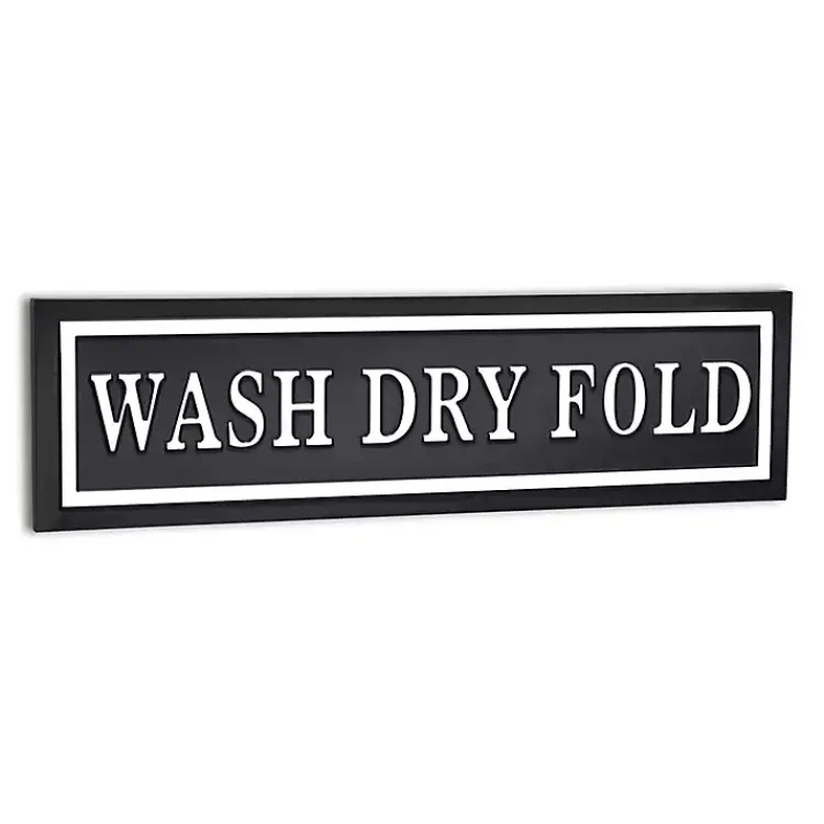Wall Quotes & Signs-Kirklands Home Black Metal Wash Dry Fold Wall Sign