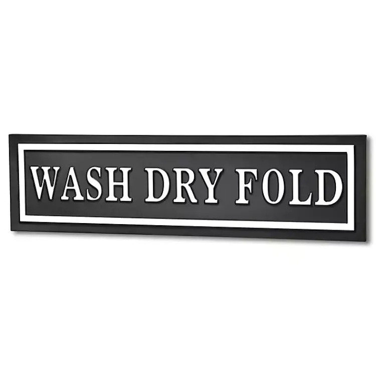 Wall Quotes & Signs-Kirklands Home Black Metal Wash Dry Fold Wall Sign