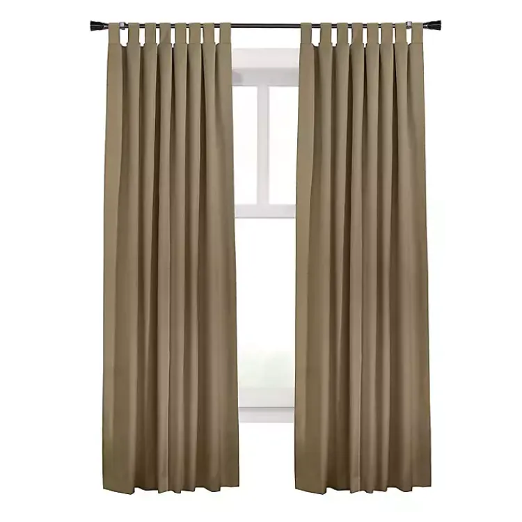 Curtains & Drapes-Kirklands Home Taupe Ventura Blackout Curtain Panel, 63 in. Tan