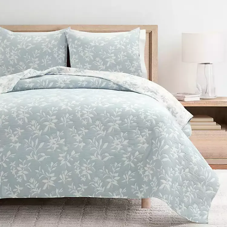 Quilts-Kirklands Home Blue Floral Reversible 3-pc. King Quilt Set