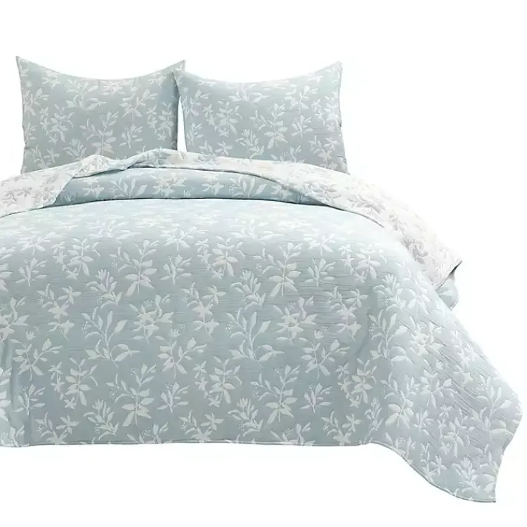 Quilts-Kirklands Home Blue Floral Reversible 3-pc. Full/Queen Quilt Set