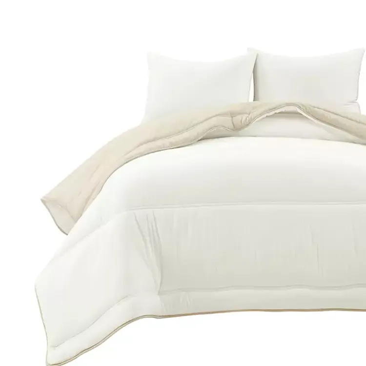 Comforters-Kirklands Home White & Tan Reversible 3-pc. King Comforter Set