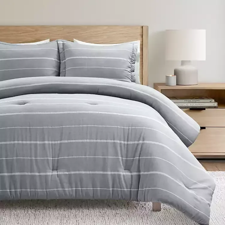 Comforters-Kirklands Home Classic Stripe 3-pc. Full/Queen Comforter Set Blue