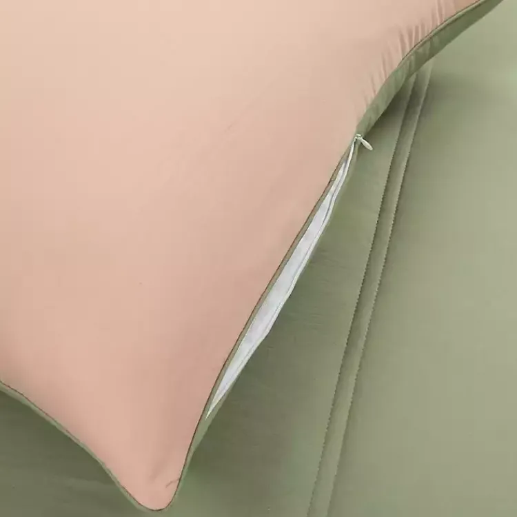 Comforters-Kirklands Home Coral & Sage Reversible 3-pc. Queen Comforter Set